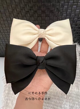 布艺高级感黑色低马尾发夹淑女