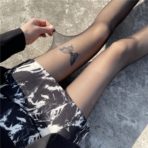 黑色蝴蝶丝袜女性感超薄黑丝连裤