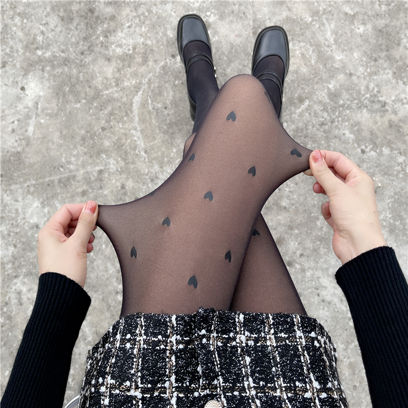 秋冬爱心打底裤加厚假透肉连裤袜