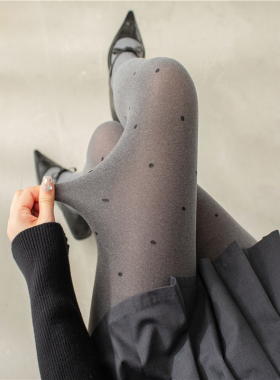 灰色波点丝袜春秋格雷系穿搭打底袜子miu系薄款微透肉秋冬打底裤