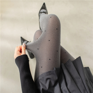 灰色波点丝袜春秋格雷系穿搭打底袜子miu系薄款微透肉秋冬打底裤