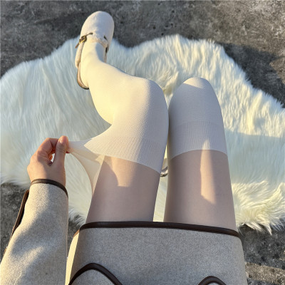 秋冬加厚毛圈假过膝拼接连裤袜