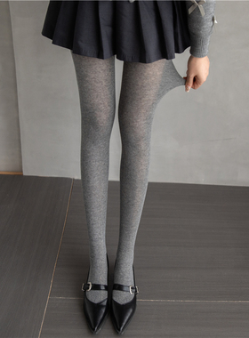 miu风连裤袜春秋冬薄款微透肉灰色打底裤纯棉白丝袜女白色打底袜