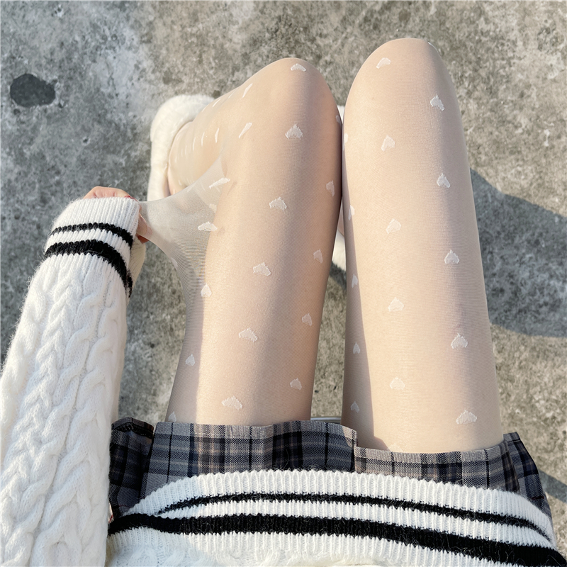 纯欲白丝JK爱心丝袜白色连裤袜