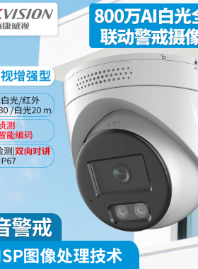 海康威视800万AI夜视全彩智能警戒PoE摄像机DS-2CD3386SWDA4-L