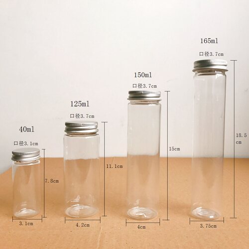 40ml 125ml 150ml 165ml直筒铝盖塑料瓶 透明细长(LG124)