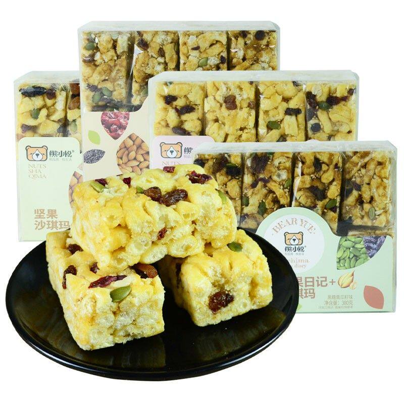 熊小悦坚果沙琪玛380g黑糖南瓜籽蔓越莓牛乳杏仁糕点早餐点心零食