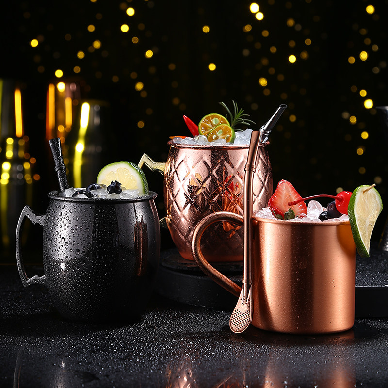 锤点铜杯莫斯科骡子杯moscow mule不锈钢鸡尾酒金属酒杯酒吧杯子
