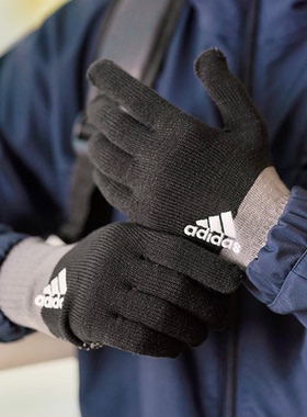 阿迪达斯手套男女新款户外通勤骑行弹力保暖硅胶防滑手套 HI3526