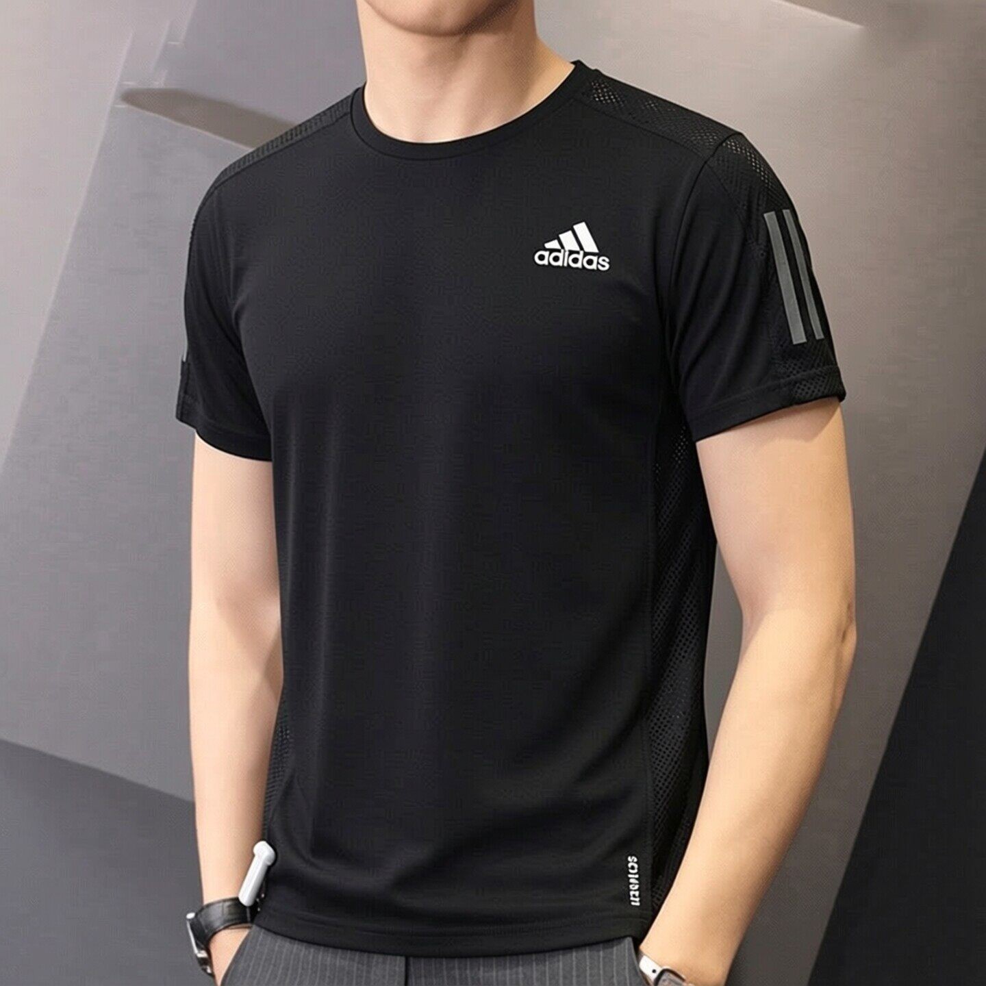 阿迪达斯短袖男t恤夏季新款速干透气运动服冰丝健身宽松男士半袖