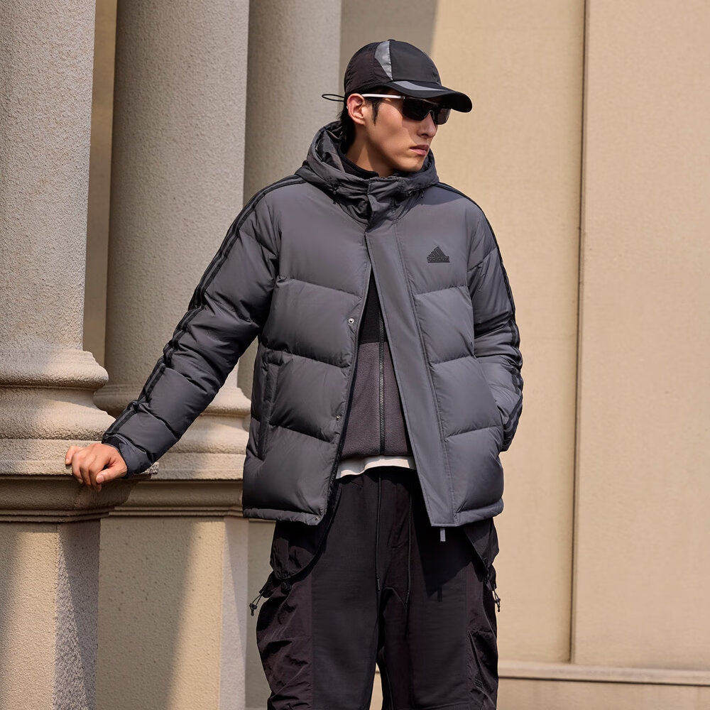 阿迪达斯羽绒服外套男士2026新款运动服户外防风保暖休闲连帽夹克