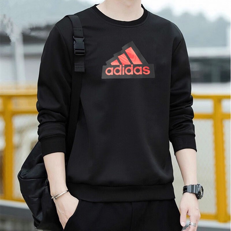 阿迪达斯卫衣男士2025秋季新款长袖圆领舒适保暖运动服针织套头衫