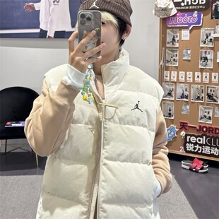 Jordan乔丹羽绒马甲冬季新款运动背心AJ篮球外套男子立领保暖上衣