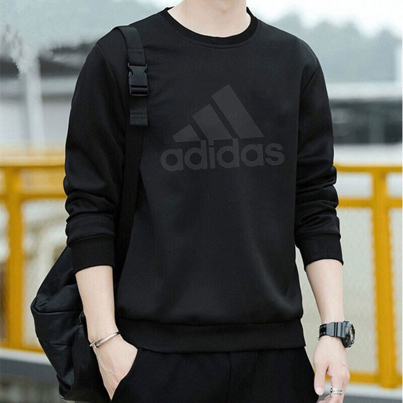 阿迪达斯卫衣男装2025春季新款跑步训练运动服长袖上衣圆领套头衫