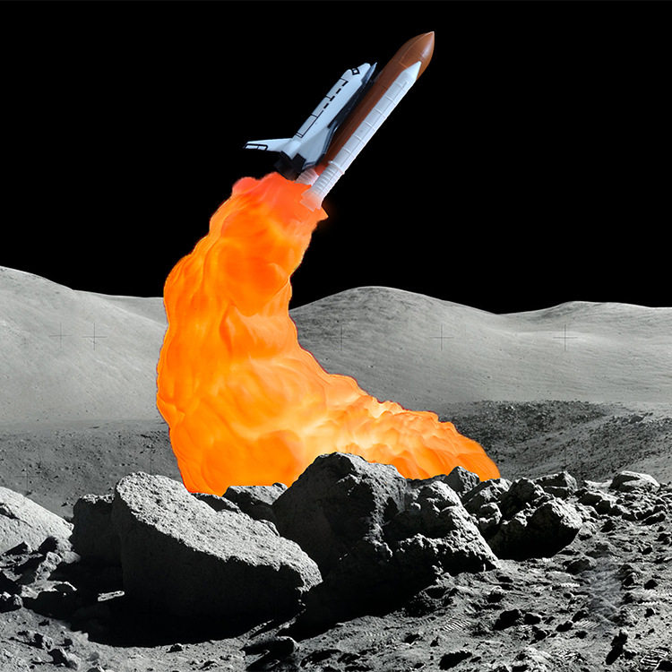 usb充电3d打印火箭呼吸氛围灯新奇航天模型客厅装饰摆件生日礼物