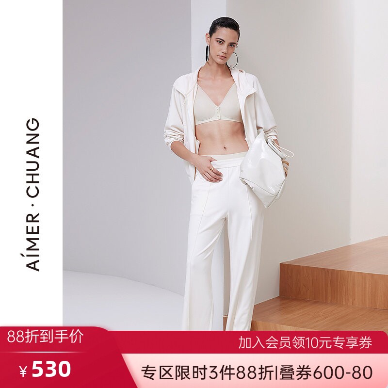 爱慕·CHUANG原典2睡衣女条绒直筒休闲可外穿家居长裤CA472031