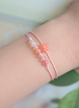 盐源玛瑙新中式国风小花手绳