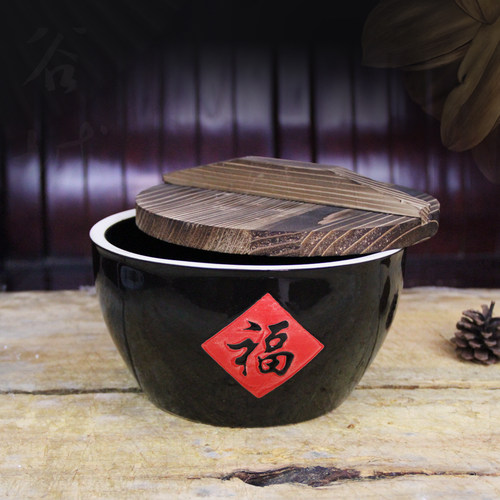 复古福字米缸大酱缸特色厨房猪油罐农家乐传统酿米酒创意土陶瓷罐 - 封面