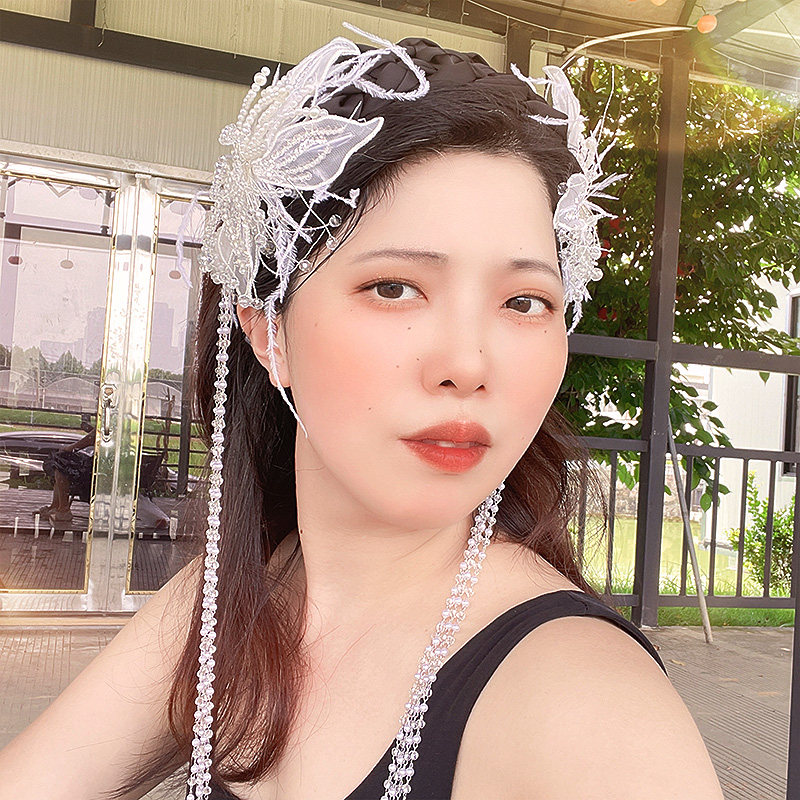 高级感小众花朵流苏发箍百搭