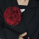 复古镶钻玫瑰花胸针女高级感布艺大花流苏胸花别针百搭胸饰配饰