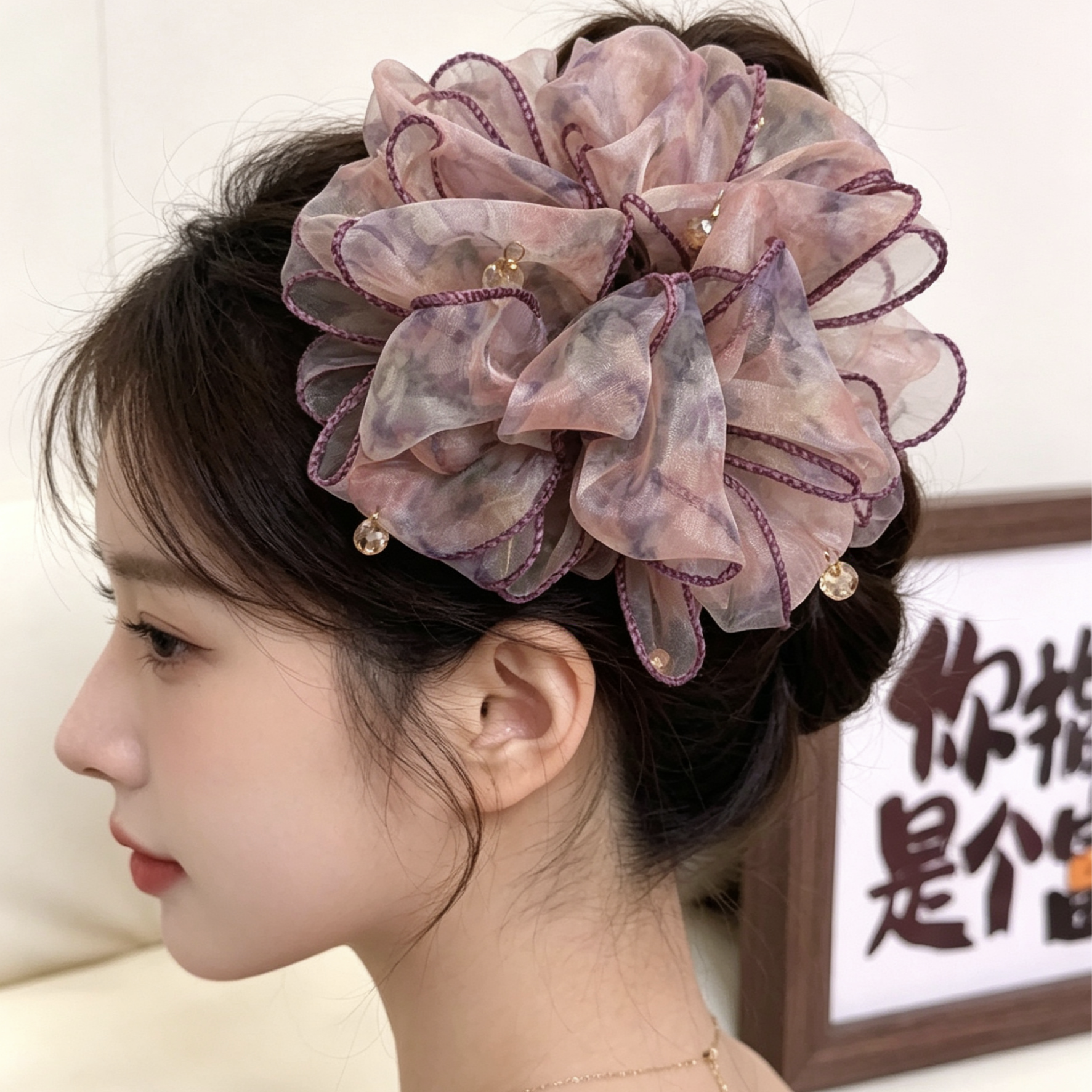 2026新款蕾丝花大肠碎花发圈高级感发饰松紧发带百搭发饰品