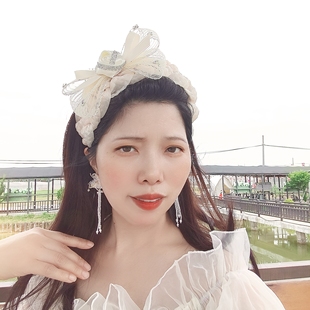 2025新款韩版白色超仙珍珠蝴蝶结发箍带齿气质发卡宽边高级感头箍