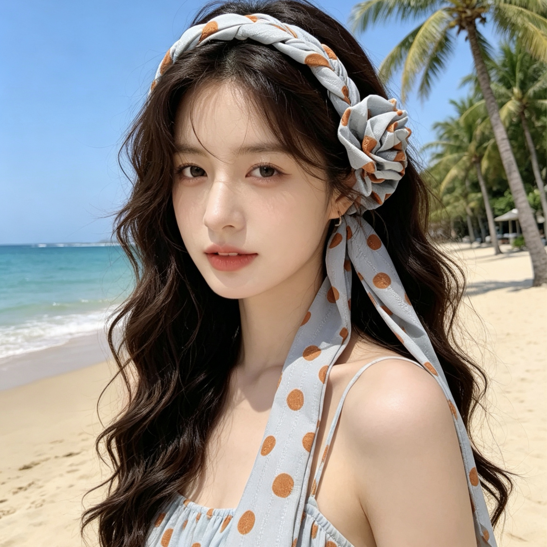 韩国风波点飘带细版发箍女带齿高颅顶显脸小百搭洗脸压发气质头箍