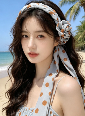 韩国风波点飘带细版发箍女带齿高颅顶显脸小百搭洗脸压发气质头箍