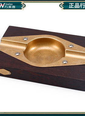 JIFENG季风鸡翅木客厅家用办公室用送礼品纯铜复古雪茄时尚烟灰缸