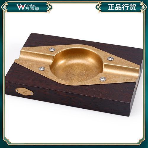 JIFENG季风鸡翅木客厅家用办公室用送礼品纯铜复古雪茄时尚烟灰缸