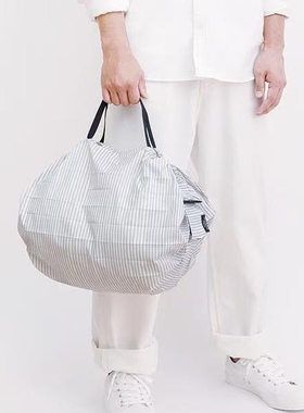 日单条纹可折叠轻便购物袋手提女包M码1139