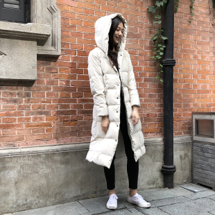 韩国连帽高保暖羽绒服女中长款 高蓬松羽绒 9010白鸭绒2023冬新品