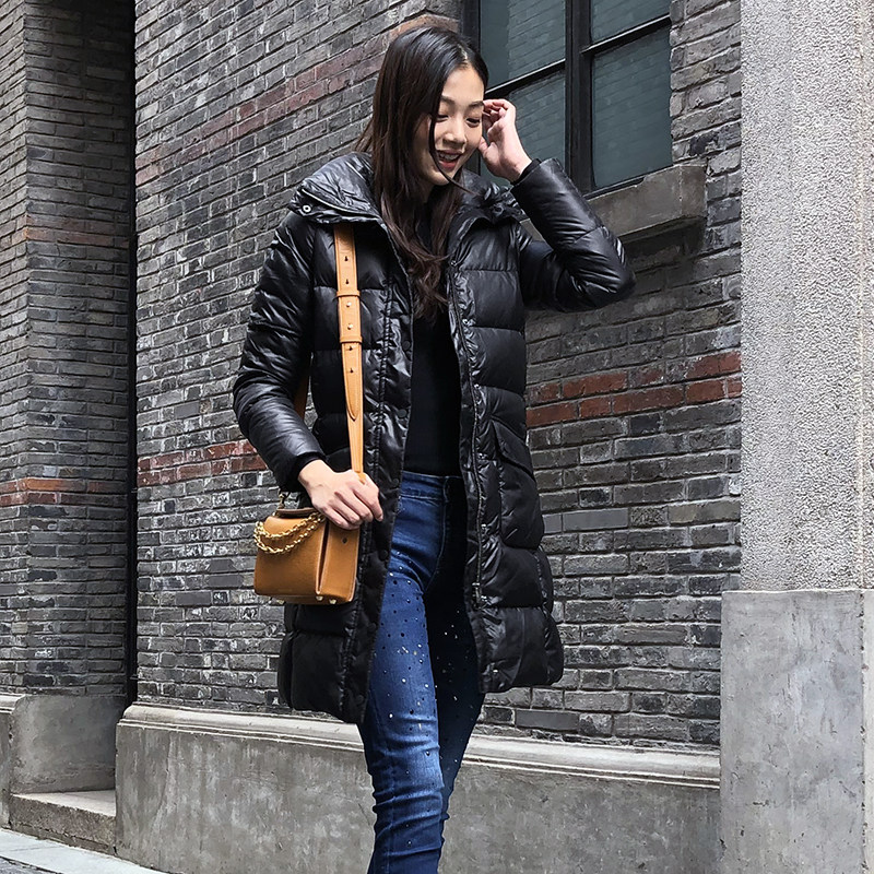 加厚拉链长袖纯色外套羽绒服