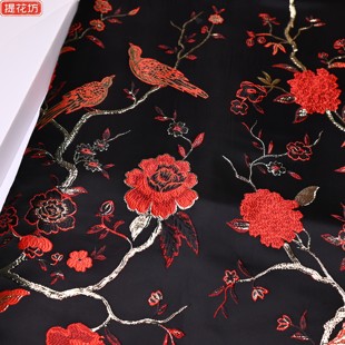 喜上眉梢国风国潮彩丝织金提花面料创新汉服新中式提花布料