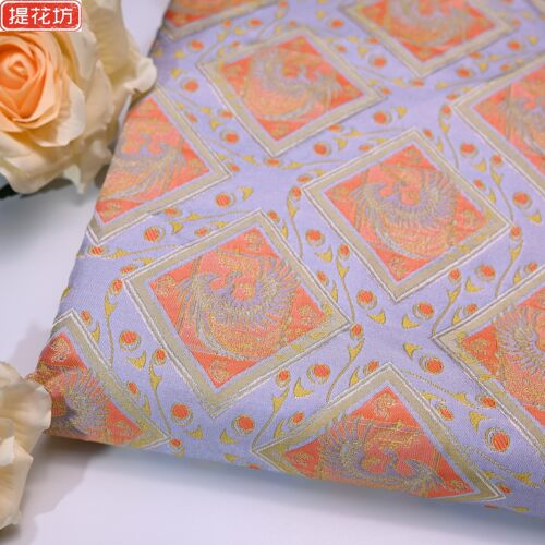 新中式国风提花布料秋冬连衣裙套装旗袍面料手工diy服装面料