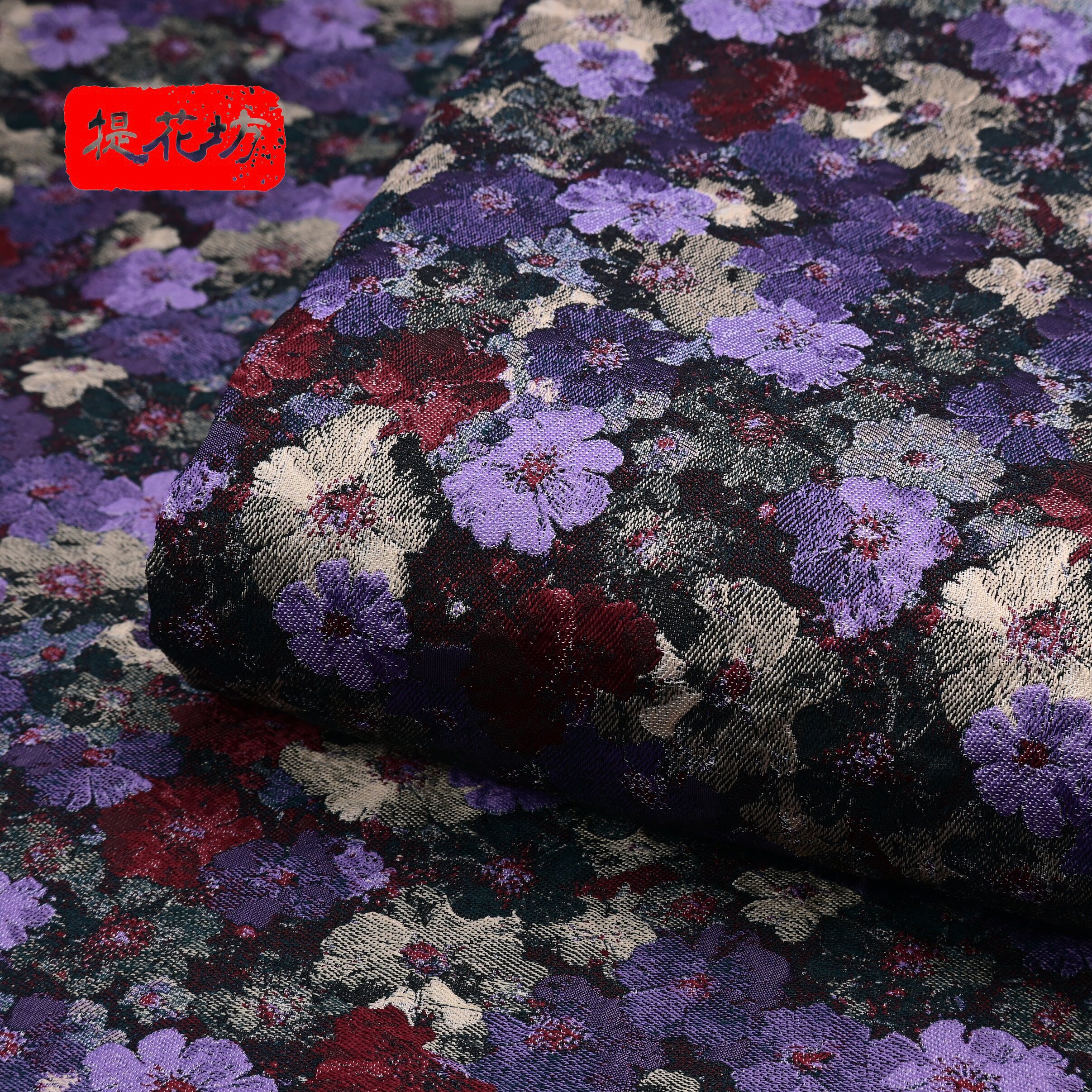 【莫奈花园】油画风花卉色织连衣裙面料复古礼服马甲西装提花布料