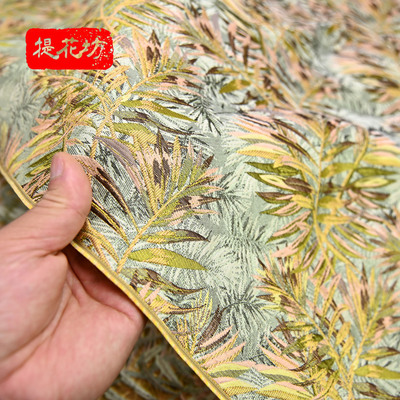 暖色系春秋女装芭蕉叶撞色中国风连衣裙面料树叶经典化妆包装饰布