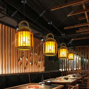 新中式实木餐厅吊灯仿古旋转阳台茶楼木制宫灯创意庭院装饰灯笼