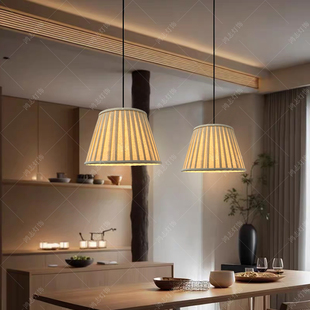 日式侘寂风布艺褶皱吊灯现代简约餐厅吧台民宿茶室火锅店工程灯具