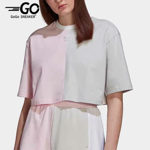 Adidas/阿迪达斯正品三叶草CROPPED TEE 女子运动短袖T恤 HT5978