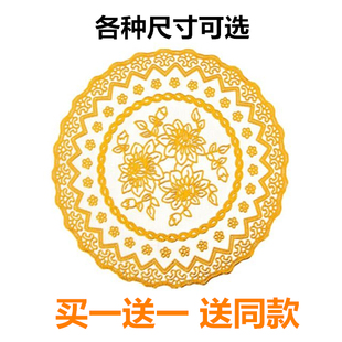 PVC欧式烫金杯垫KTV酒吧烟灰缸垫西餐圆形隔热茶杯垫子布艺花瓶垫