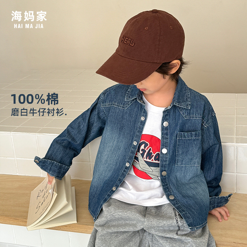 2025春秋新款男童牛仔衬衫