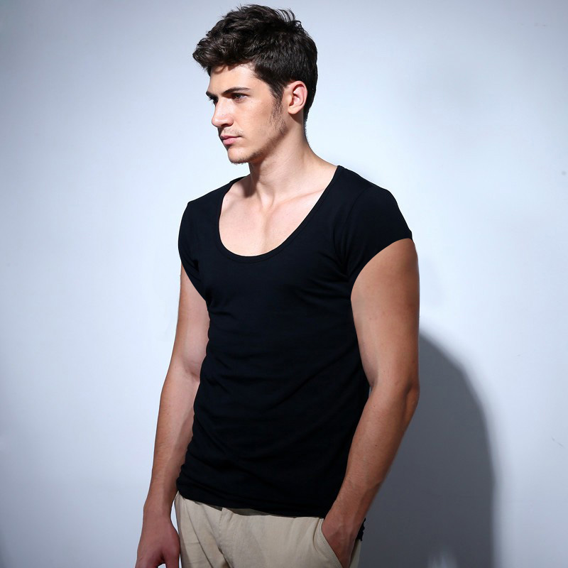 超短袖t恤低领简约大领口