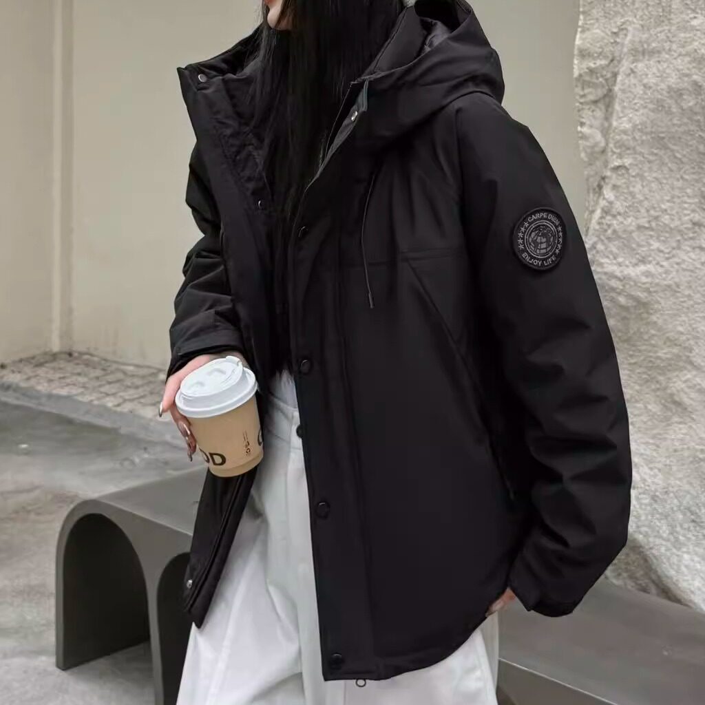95白鹅绒2025冬季新款羽绒服女短款连帽加厚保暖外套男女同款