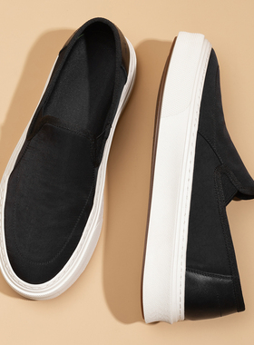 帕达索简约套脚布鞋男2024夏季板鞋一脚蹬乐福鞋透气帆布鞋230538