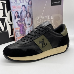 帕达索休闲男鞋潮流百搭时尚运动鞋加绒男鞋真皮拼色阿甘鞋231135