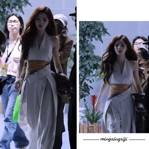 张予曦明星同款高级感白色马甲季潮流设计感小众阔腿西装裤子套装