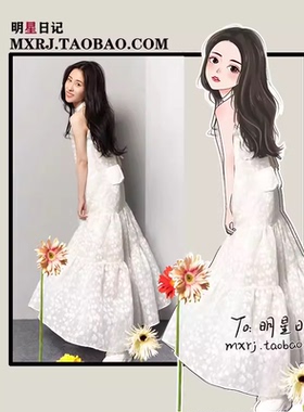 张碧晨同款挂脖白色连衣裙女夏季新款法式高级感仙女海边度假长裙