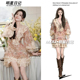 你好星期六古力娜扎2026新款 连衣裙蕾丝拼接印花A字短裙女 灯笼袖