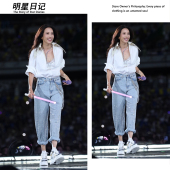 上衣女2025夏季 衬衫 新款 蓝色烫钻牛仔裤 子 莫文蔚同款 长裤 白色长袖